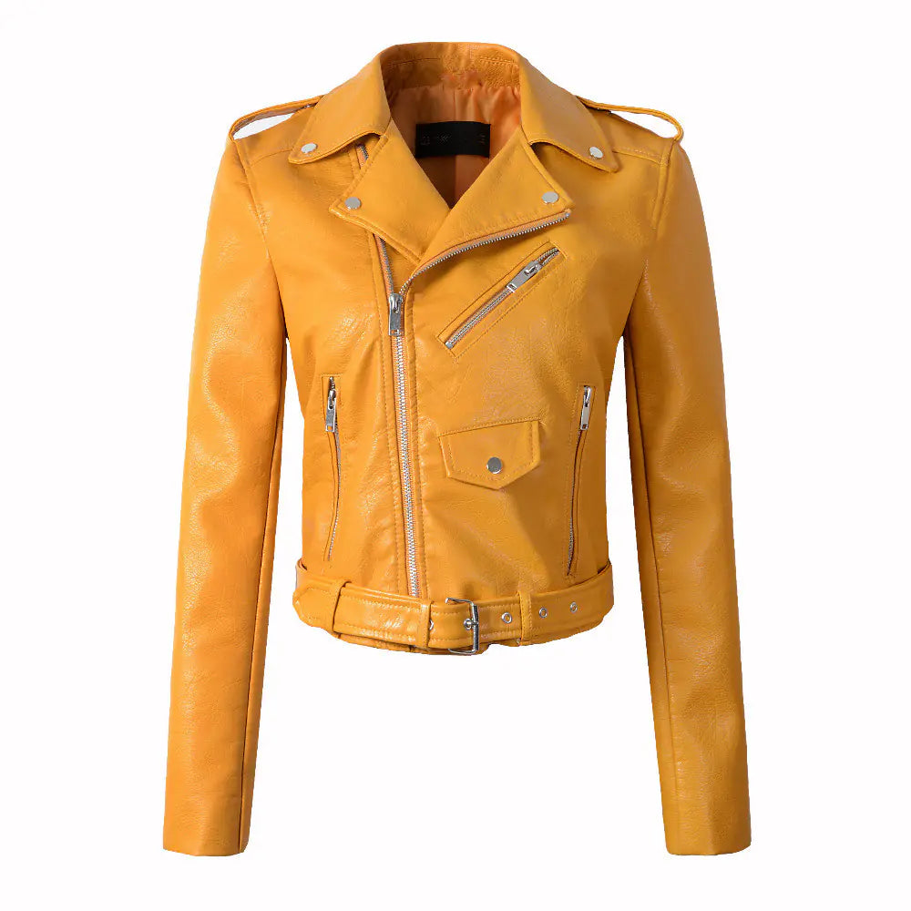 PU Wash Leather Jacket for Women - Casual Style