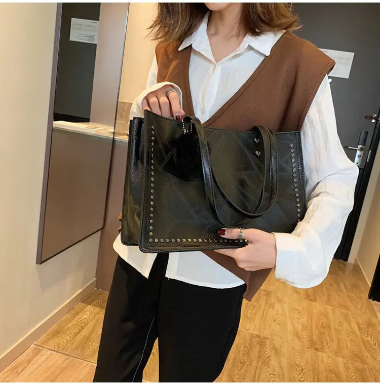 Large Capacity Shoulder Tote Bag, Stylish Handbag