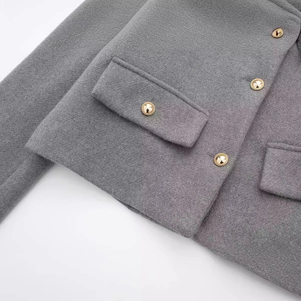 Fashion Casual Flip Trim Short Jacket for Women