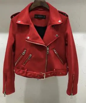 PU/X009OP Women's Suede Jacket with Zipper Detail