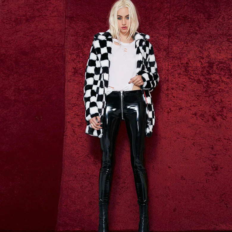 PU Glossy Leather Zipper Casual Leggings Pants