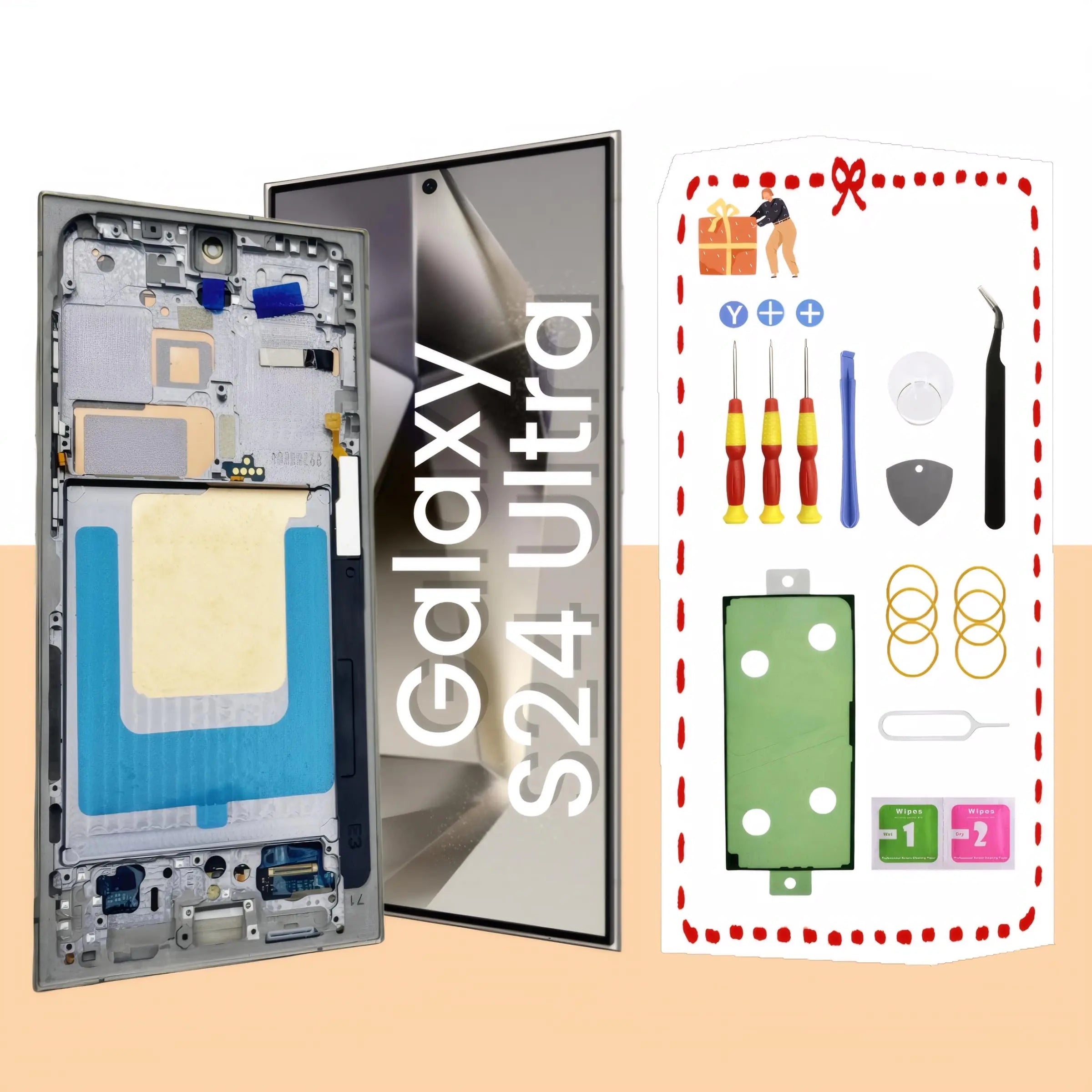 AMOLED for Samsung Galaxy S24 Ultra 5G LCD Display Screen Assembly Replacement for Samsung S24 Ultra Touch Digitizer Screen with Frame Toolkits S928U S928A US Version (Titanium Gray)