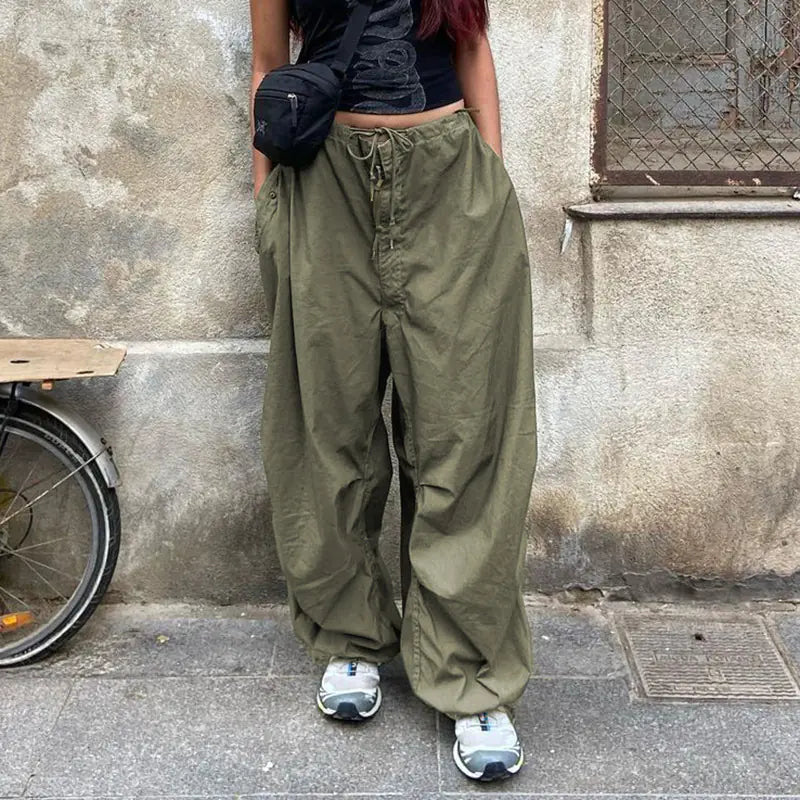Fashion Retro Wide-Leg Cargo Pants for Women