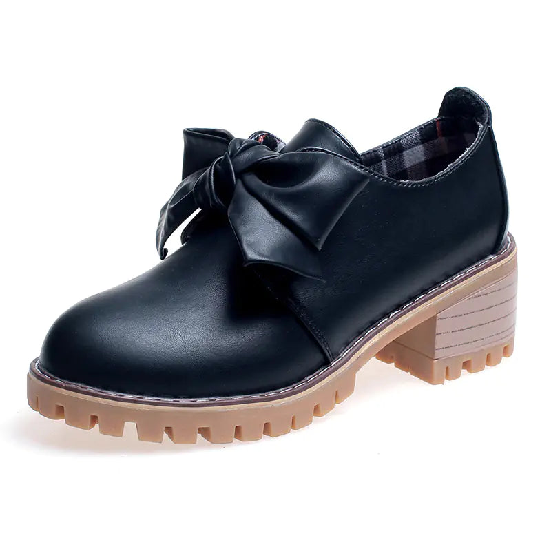 Women's Martin Boots, British Style Chunky Heels, Bow Shoes