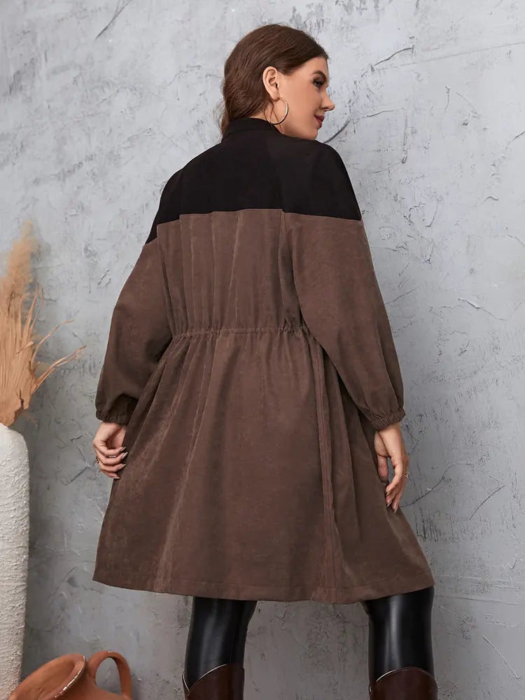 Plus Size Women's Long Casual Solid Color Coat