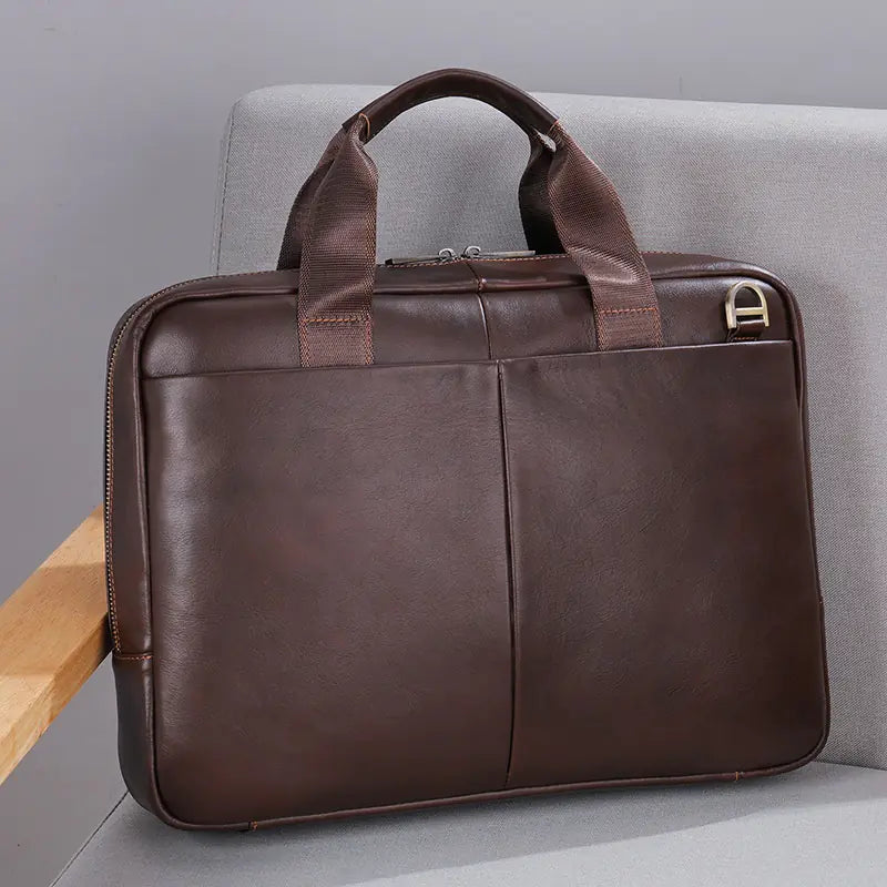 Genuine Leather Large Capacity Men's Briefcase for Laptop