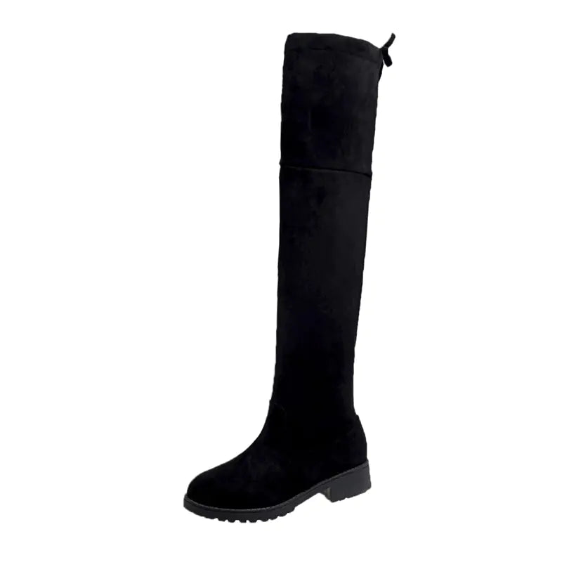 Damen-Overknee-Stiefel mit Blockabsatz