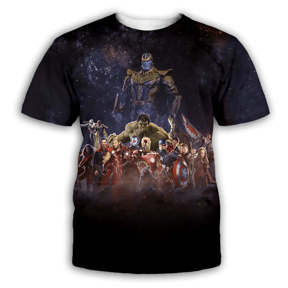 Avengers 3D Digital Print Short Sleeve T-Shirt