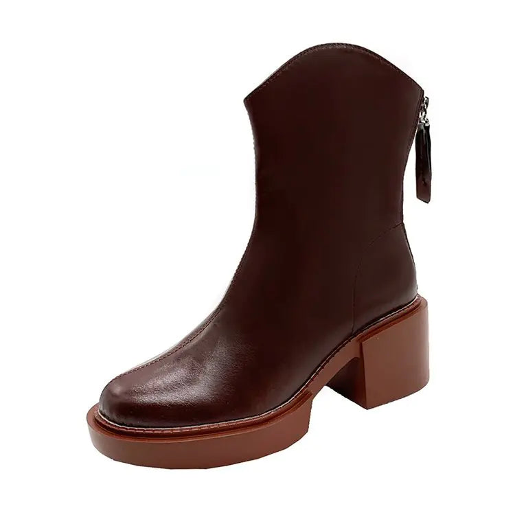 Botas de chimenea con cremallera y suela gruesa estilo británico