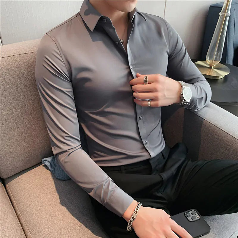 Summer Men's Slim Fit Long Sleeve Shirt
