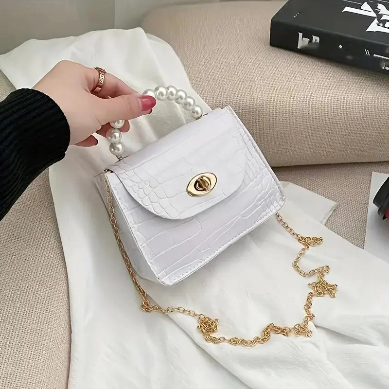 Minimalist Crocodile Embossed Women's Satchel Bag