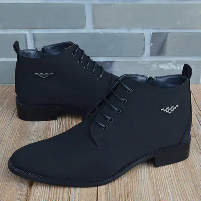 Men's Pointed Toe Casual Leather Martin Boots