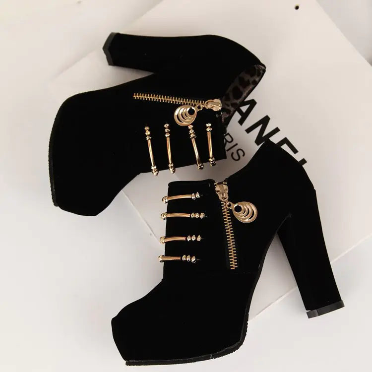 New Women's Chunky Heel Waterproof Ankle Boots