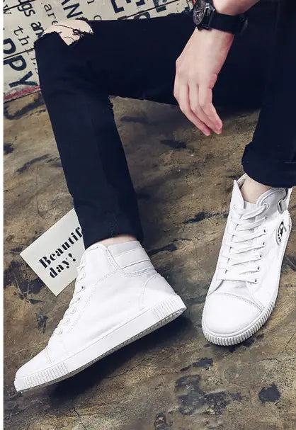 Casual High-Top Lace-Up Canvas Sneakers for Men