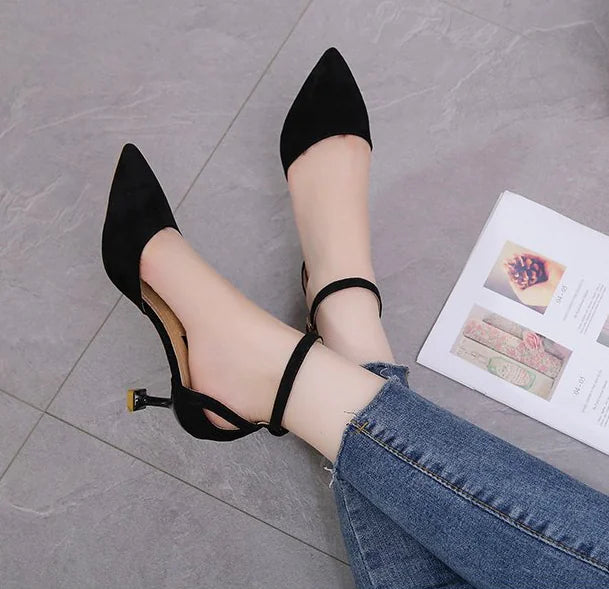 Chic Pointed Toe Heels with Ankle Strap for Women