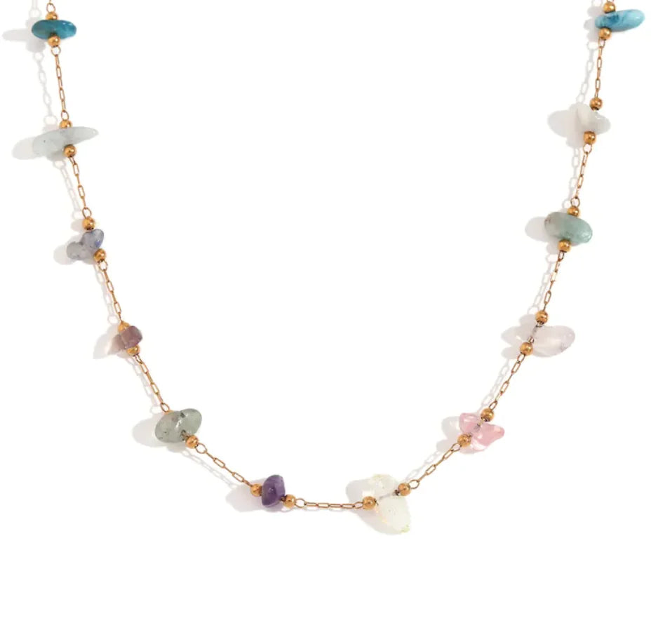 18K Gold-Plated Natural Gravel Bracelet & Necklace