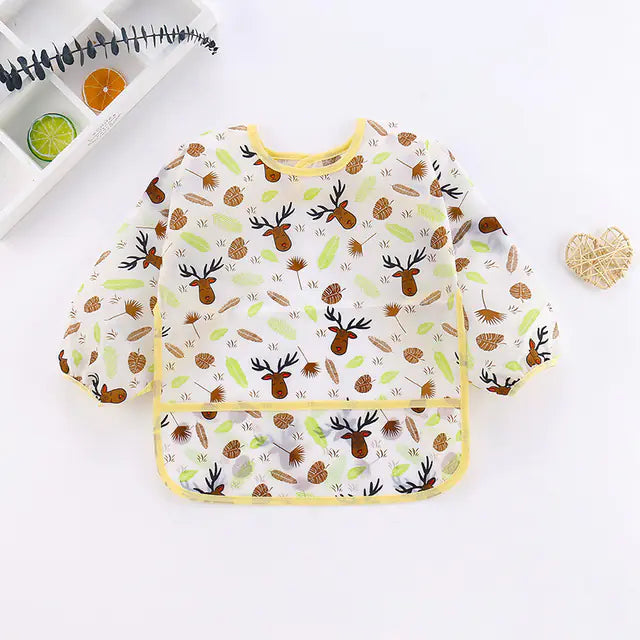 Cute Toddler Waterproof Long Sleeve Bib Apron for Kids