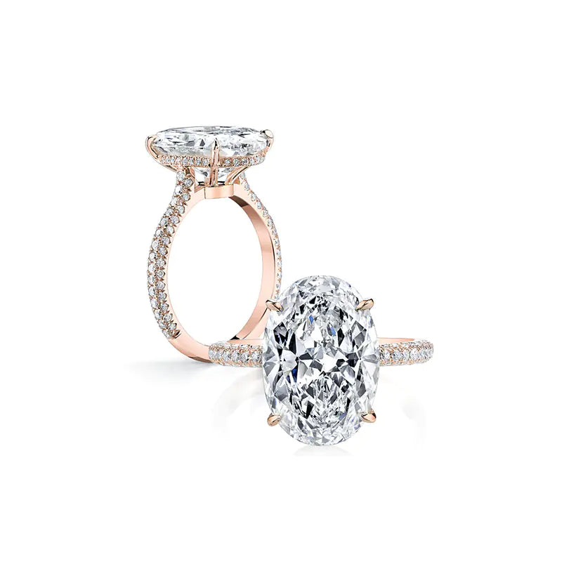 SONA 925 Silver Ring with 5-Carat Oval Cut Simulated Diamond