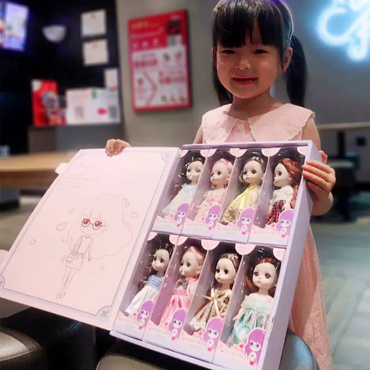 17cm BJD Princess Doll Dress-Up Set for Girls (8 Pieces)
