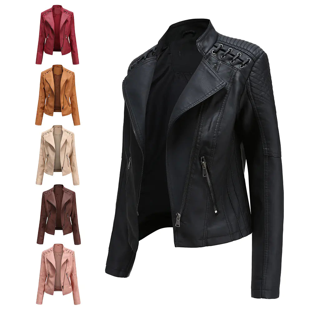 2020 Women's Slim Fit Leather Jacket for Spring/Fall