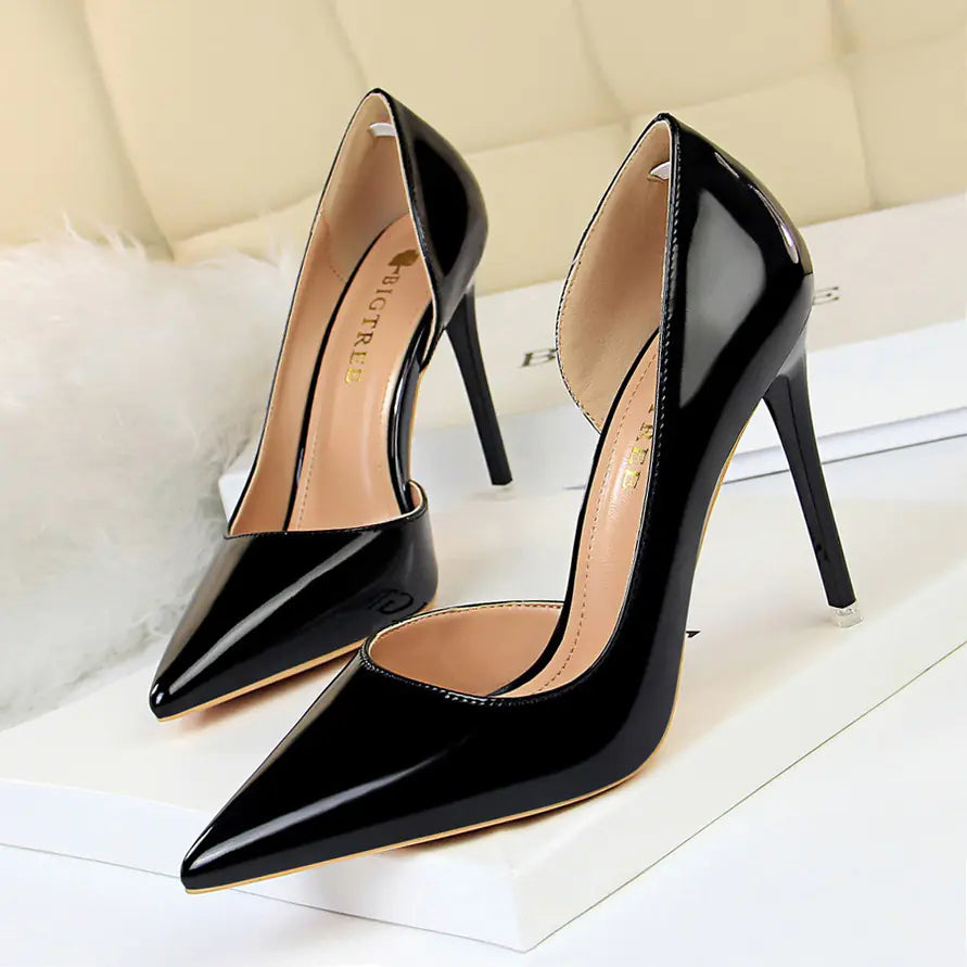 Women's Pointed High Heels with Metal Heel Design