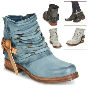 Women’s Chunky Heel Tassel Ankle Martin Boots