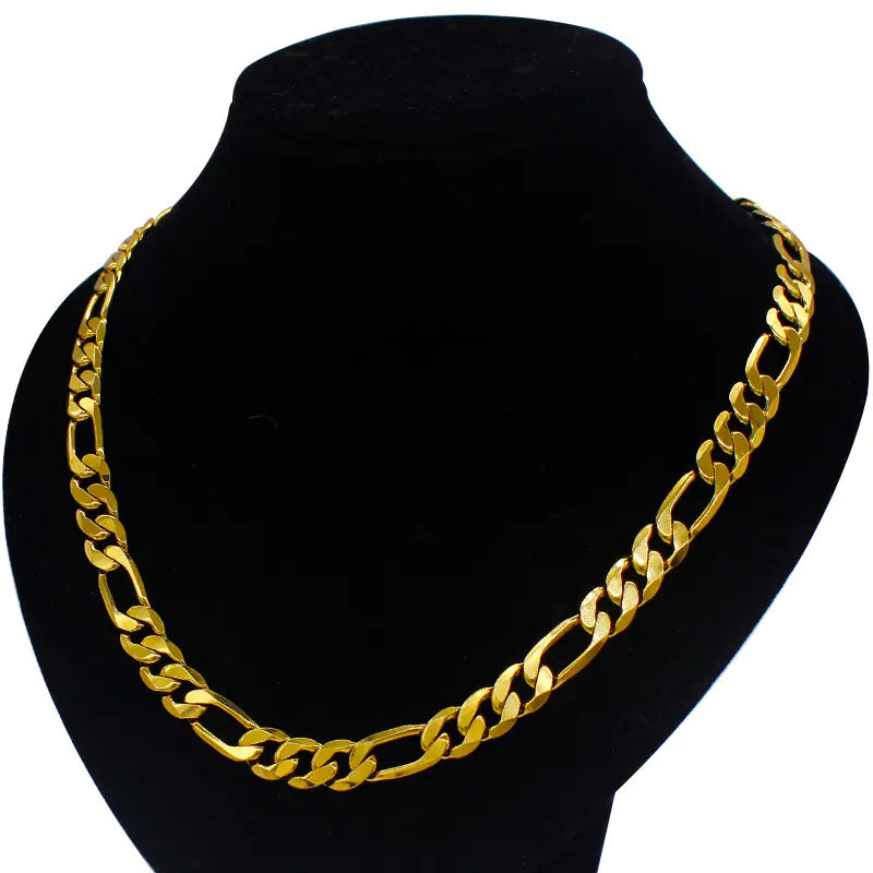45cm Men's 18K Gold Plated Figaro Chain Necklace