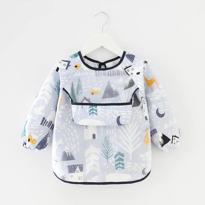 Waterproof Long Sleeve Kids Smock Apron for Eating