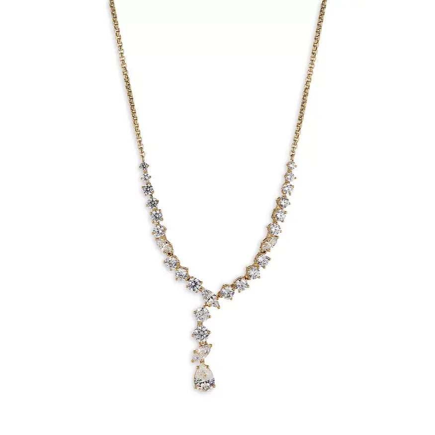 18K Gold-Plated Tassel Zircon Cuban Chain Necklace