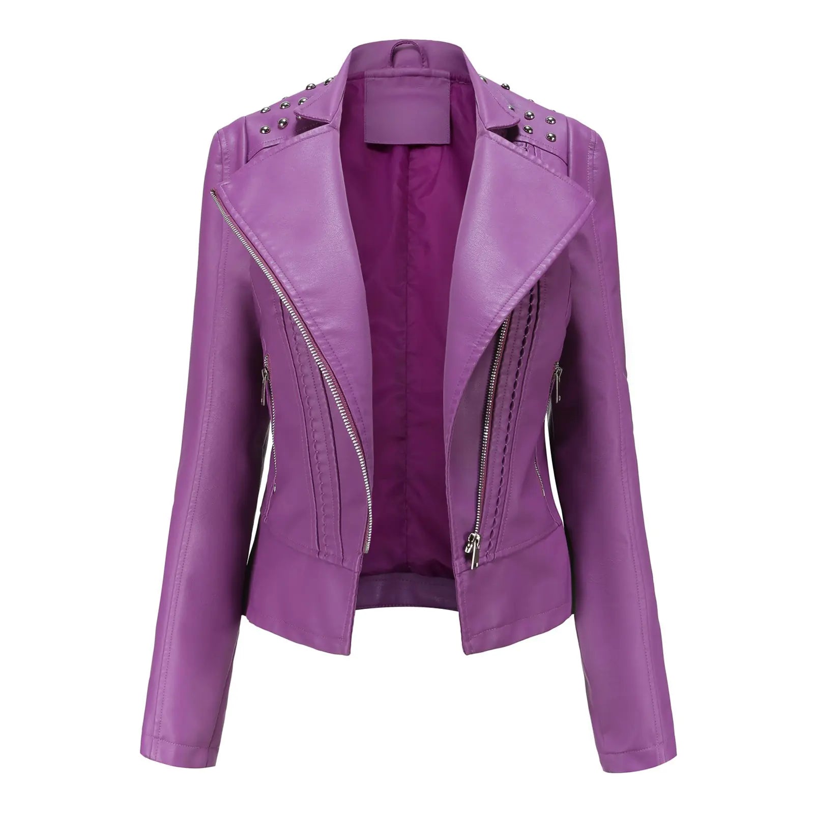 New Women's Slim Fit Leather Jacket for Spring/Fall