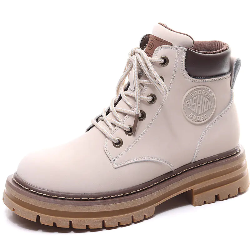 Botas Martin de suela gruesa de cuero versátiles para mujer