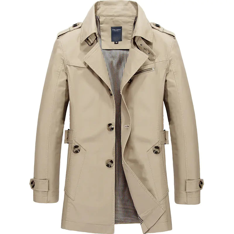 Men's Casual Mid-Length Trench Coat and Jacket