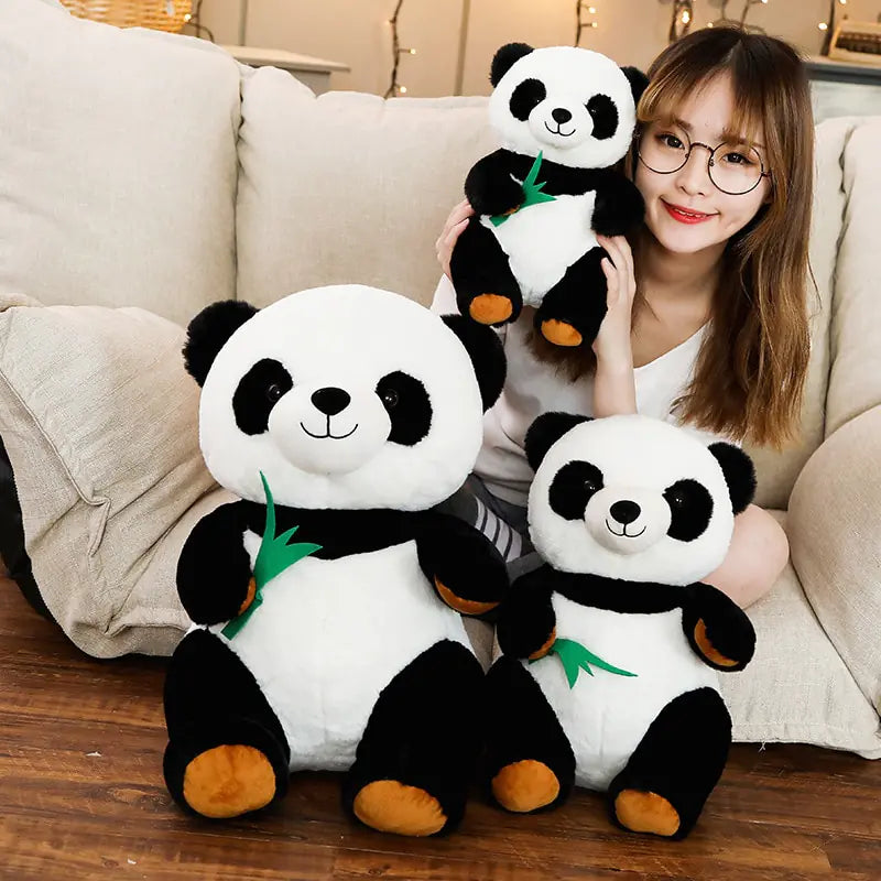 Panda Plush Toy with Bamboo Leaf Design