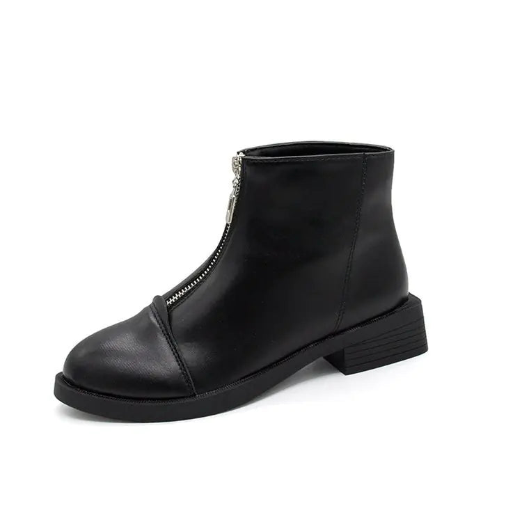 Women's Chunky Heel Ankle Boots - Martin Style