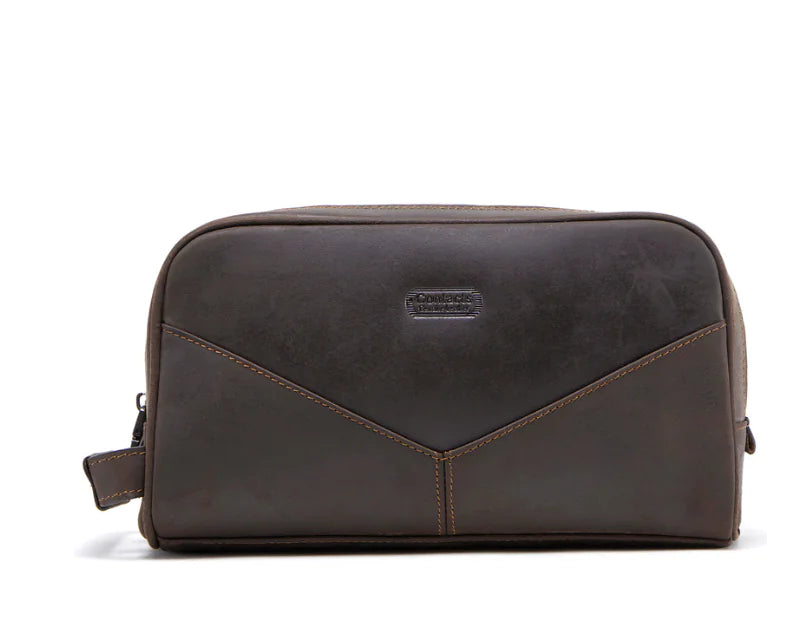 Genuine Leather Men's Toiletry Bag - Vintage Style (One Piece)