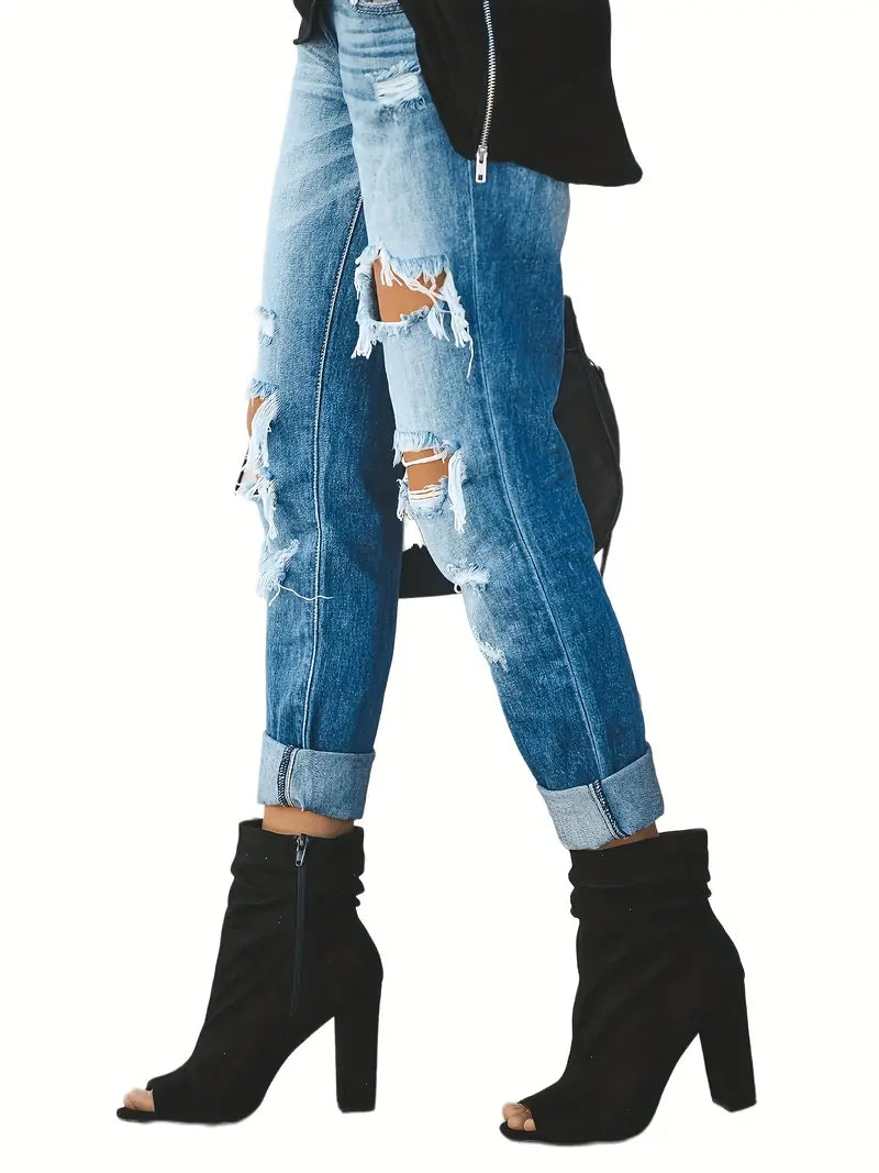 Women's Distressed Denim Cropped & Straight Leg Jeans
