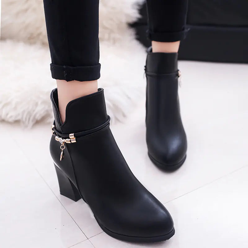 Chunky Heel Women's Round Toe Martin Boots