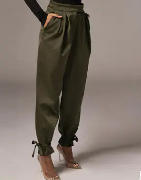 Women's High-Waisted Trousers with Tapered Legs