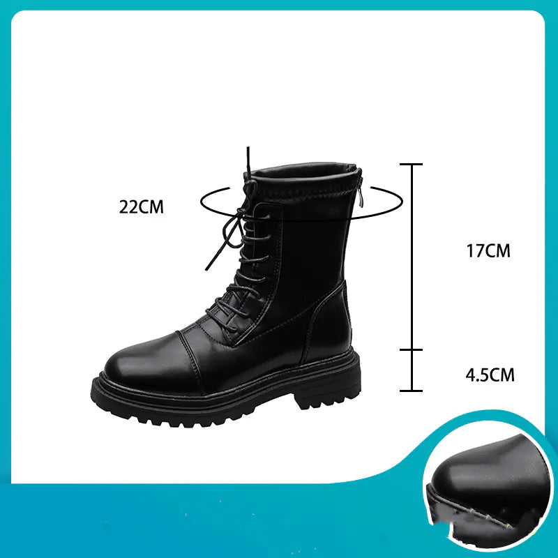 Breathable Leather Martin Boots with Thick Sole