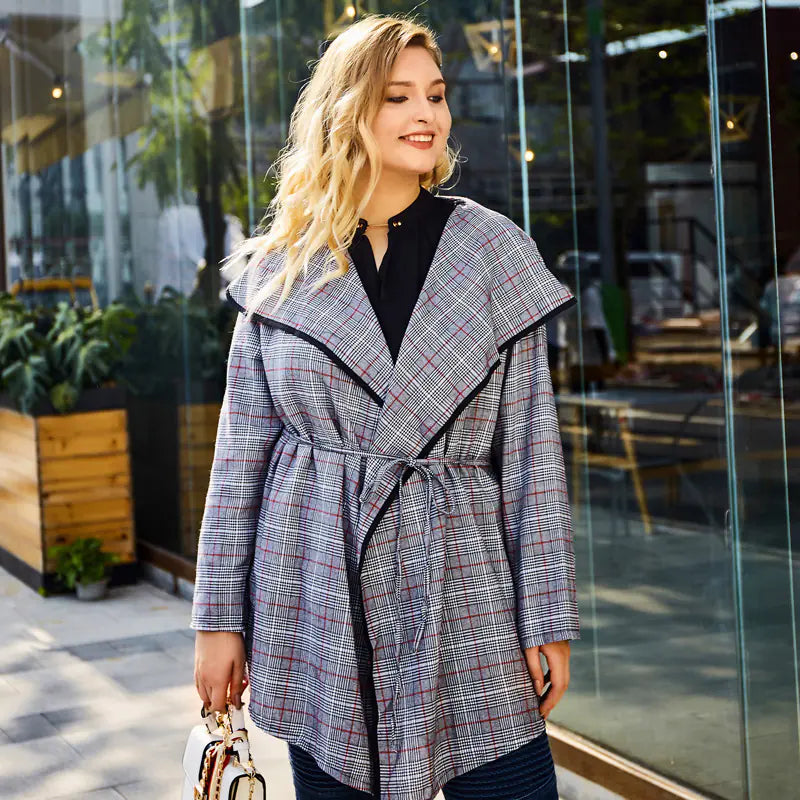 Lace-up Waist Mid-Length Trench Coat