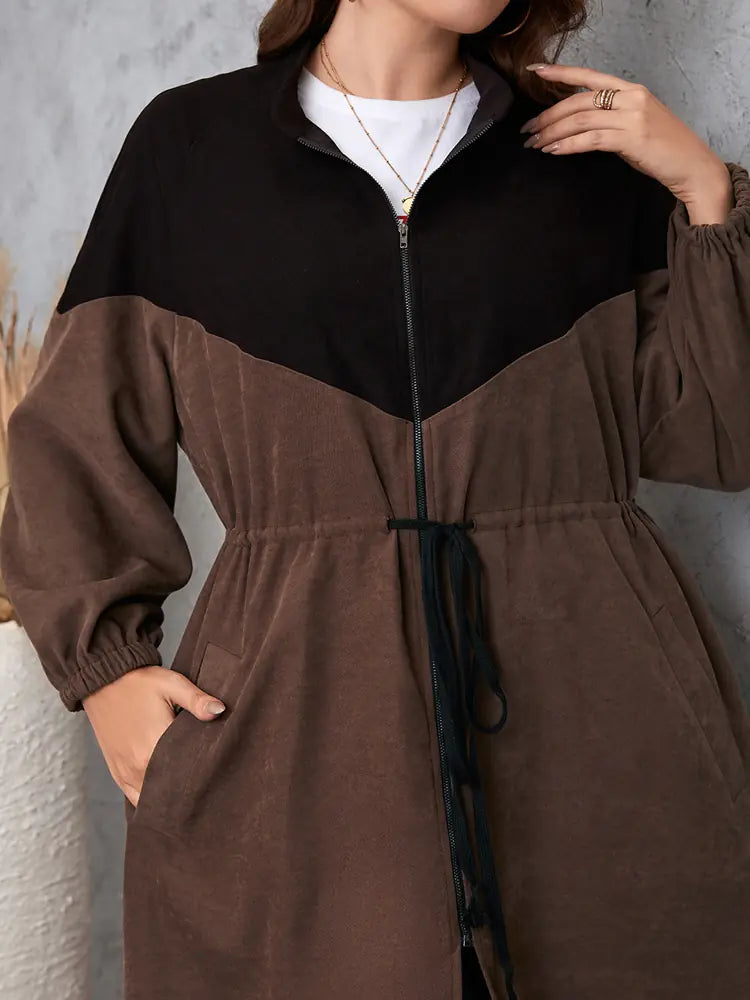 Plus Size Women's Long Casual Solid Color Coat