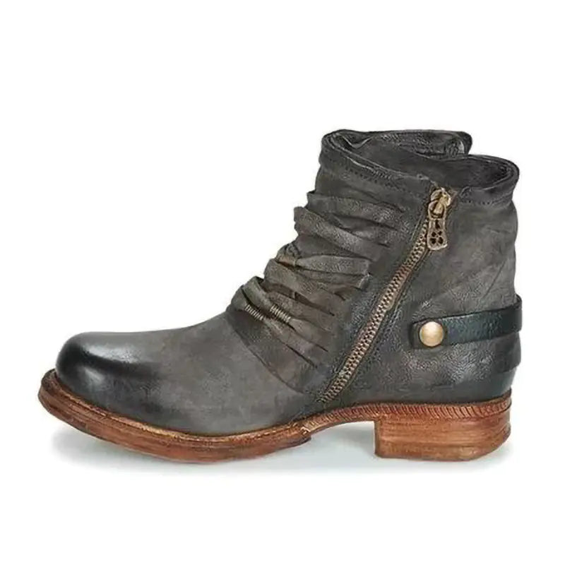 Women’s Chunky Heel Tassel Ankle Martin Boots