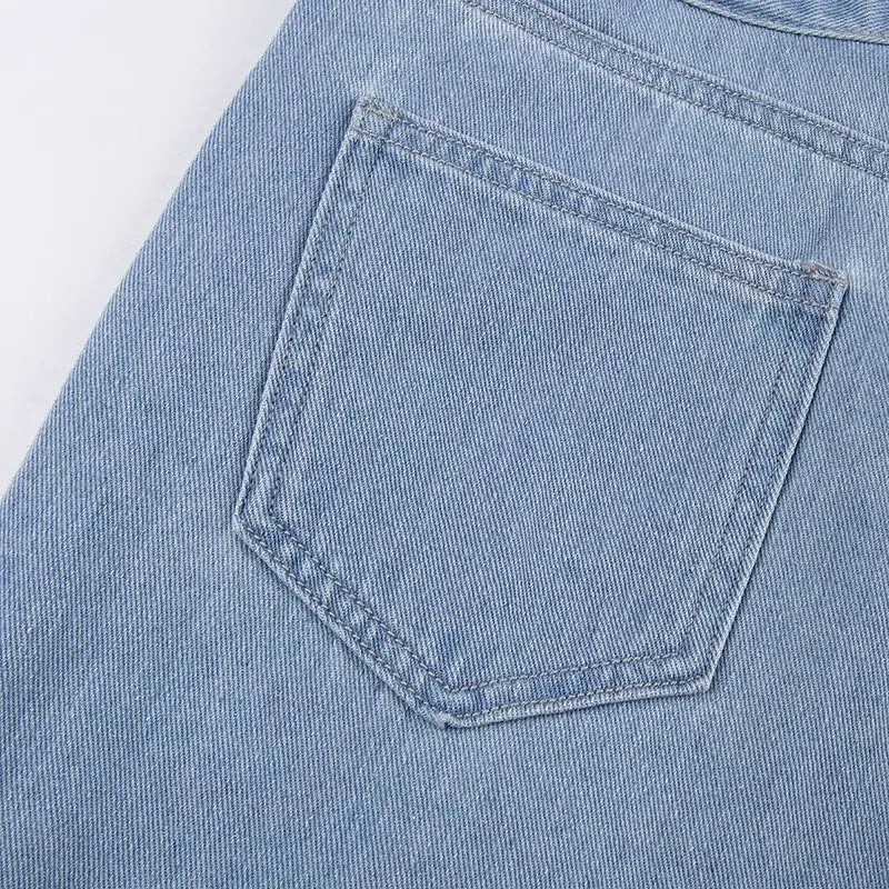 Vintage Wide Leg Denim Cargo Pants for Women