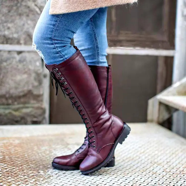 Women's Round Toe Flat-bottom Martin Boots