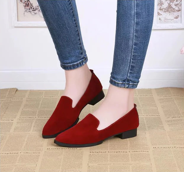 Suede Round Toe Slip-On Flat Casual Shoes