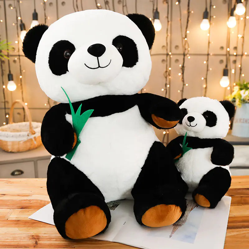 Panda Plush Toy with Bamboo Leaf Design