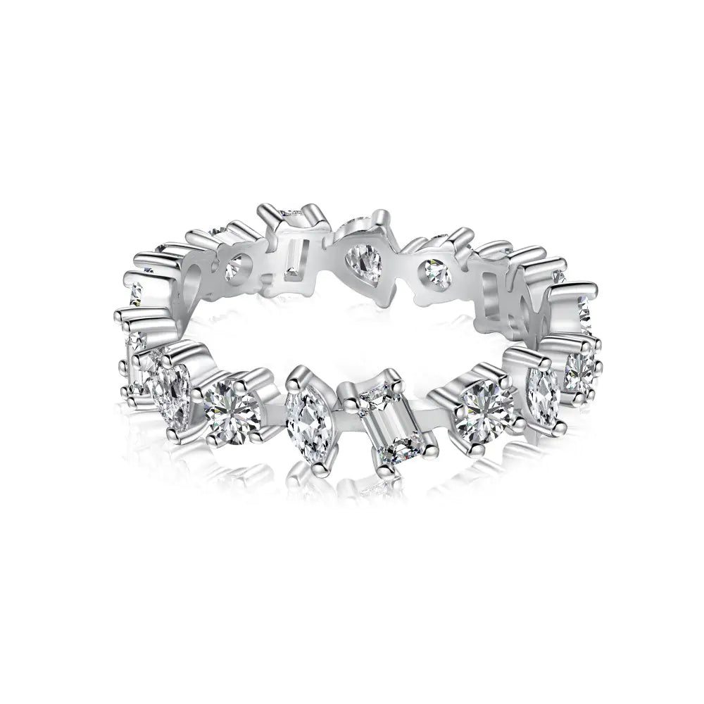 S925 Silver Zirconia Simulated Diamond Ring Stack