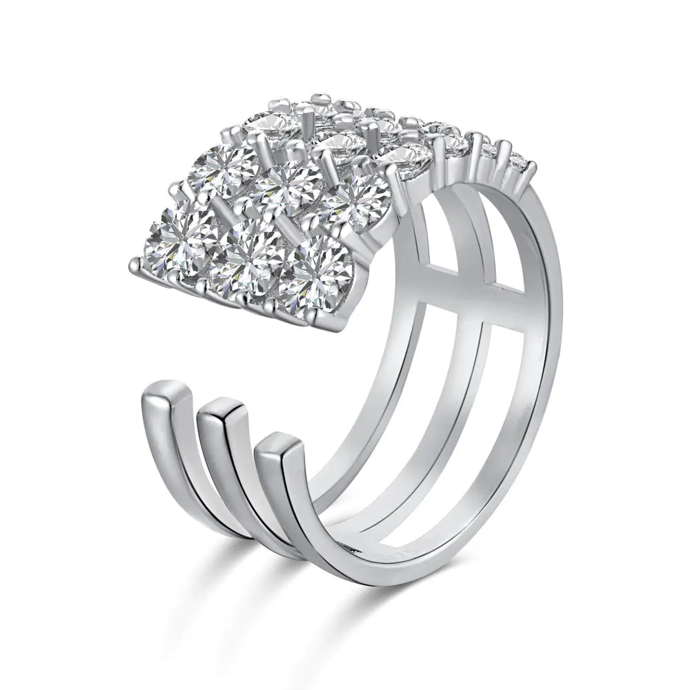 S925 Silver Zirconia Simulated Diamond Ring Stack
