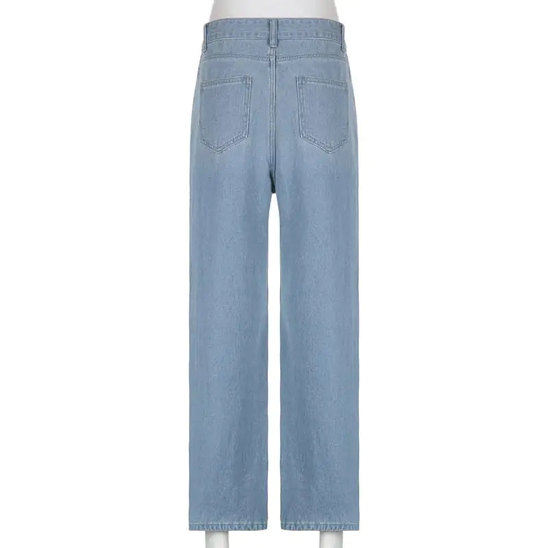 Vintage Wide Leg Denim Cargo Pants for Women