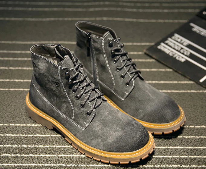 Men's Retro High-Top British Style Leather Desert Boots